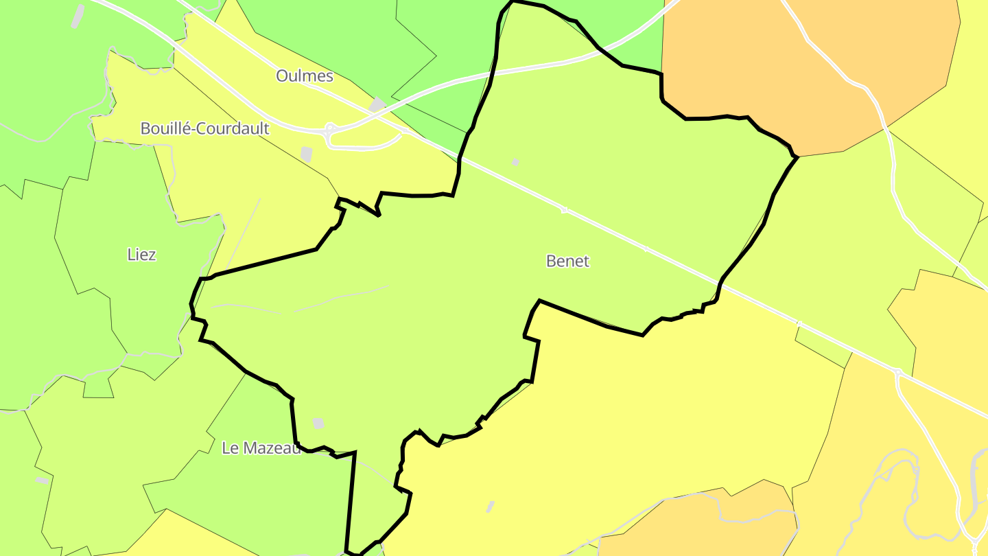 Carte des prix de l'immobilier Benet