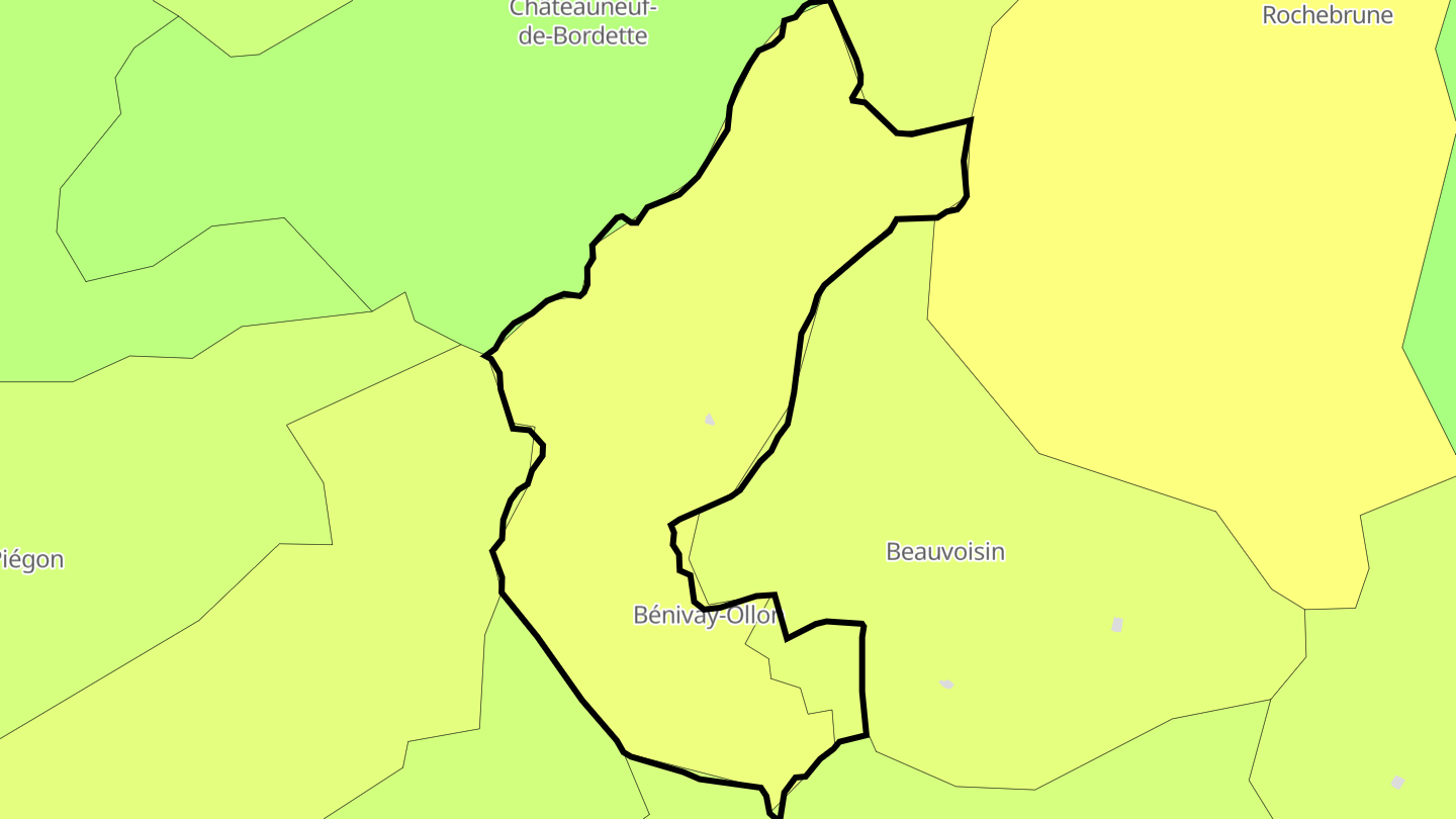 Carte des prix de l'immobilier Bénivay-Ollon