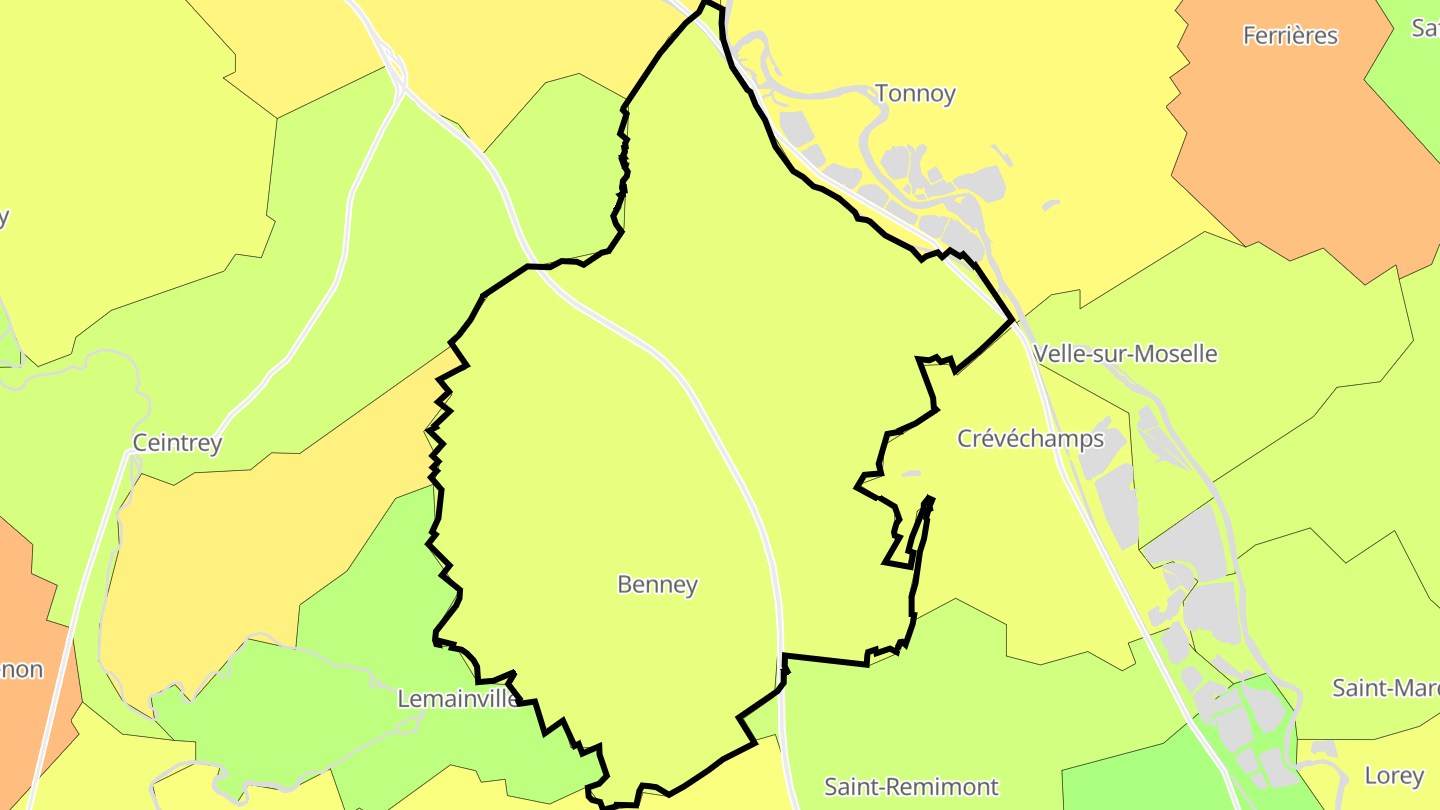 Carte des prix de l'immobilier Benney