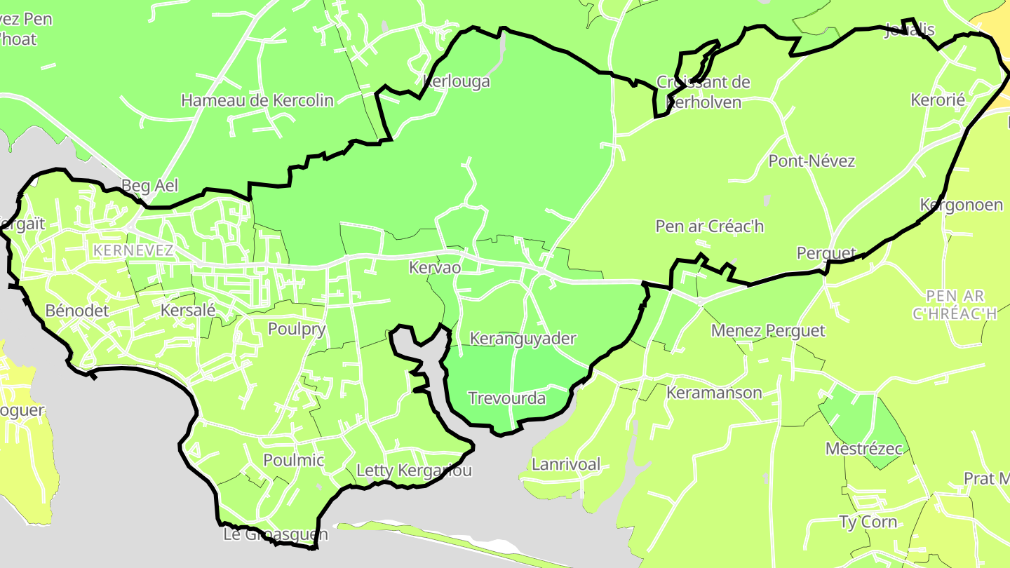 Carte des prix de l'immobilier Bénodet