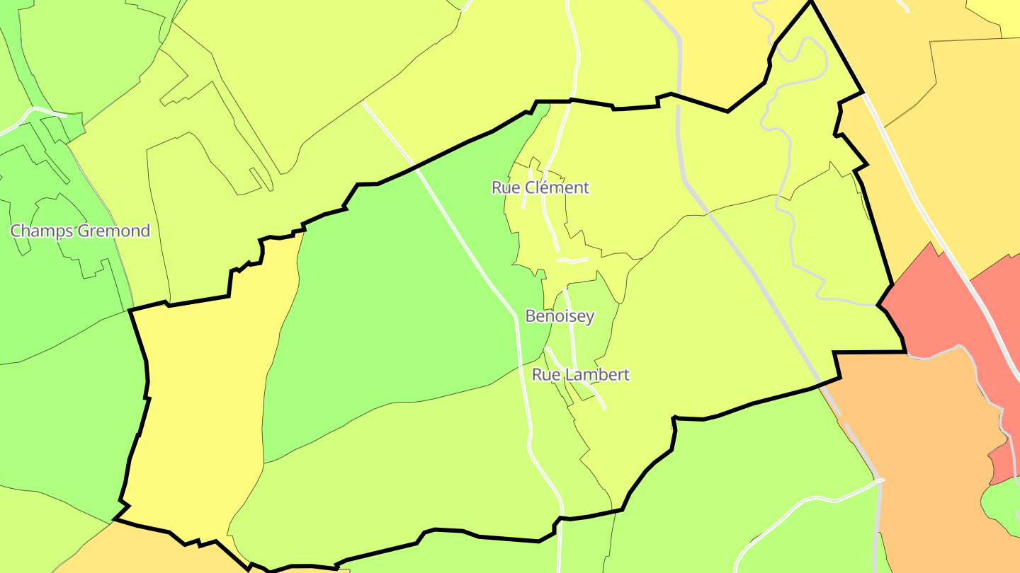 Carte des prix de l'immobilier Benoisey