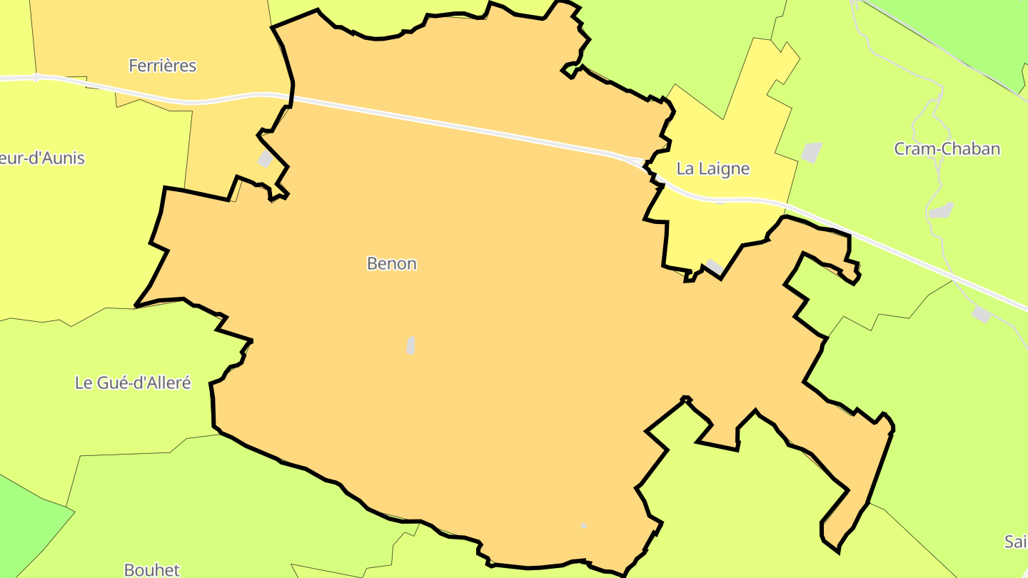 Carte des prix de l'immobilier Benon