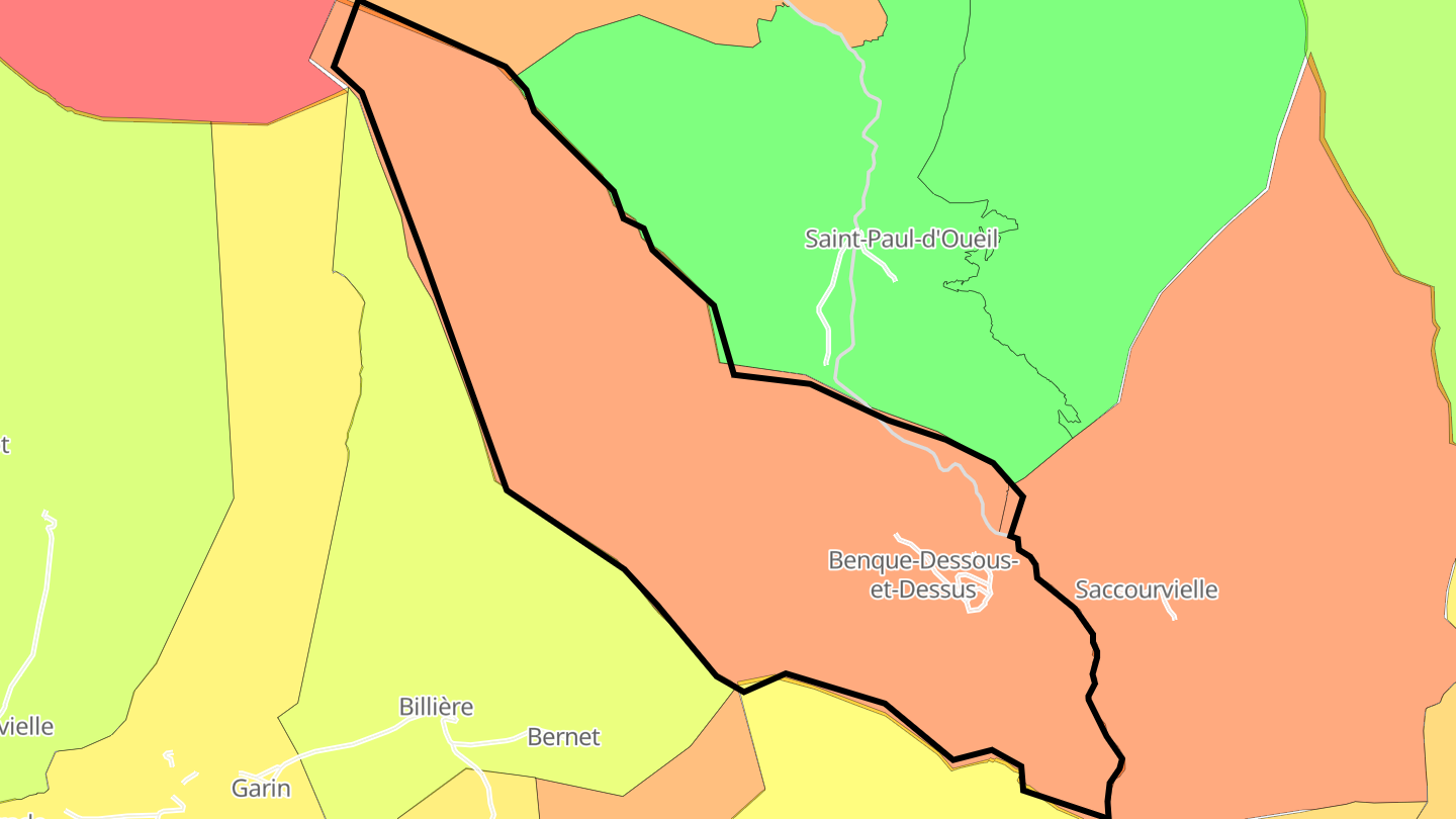 Carte des prix de l'immobilier Benque-Dessous-et-Dessus