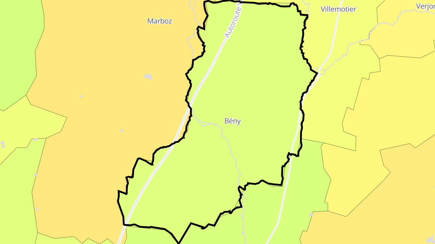 Carte des prix de l'immobilier Bény