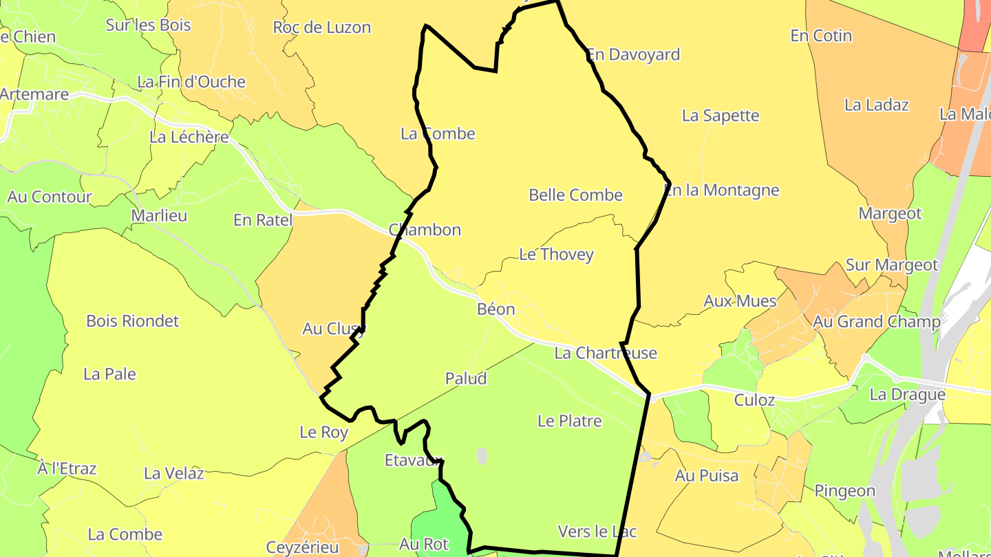Carte des prix de l'immobilier Béon