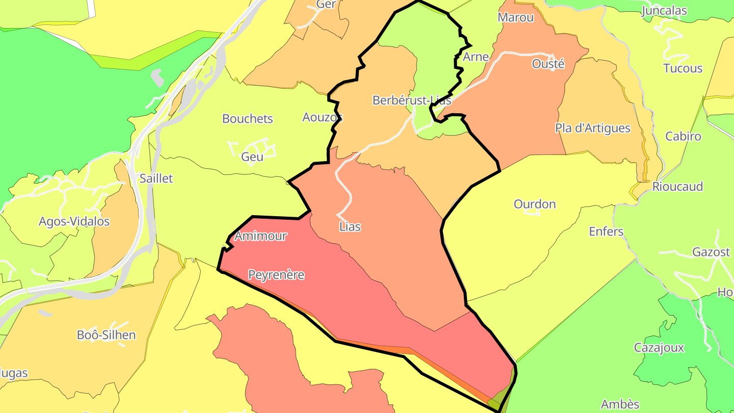 Carte des prix de l'immobilier Berbérust-Lias