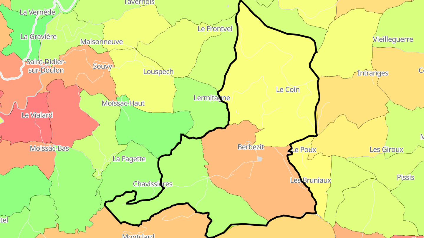 Carte des prix de l'immobilier Berbezit