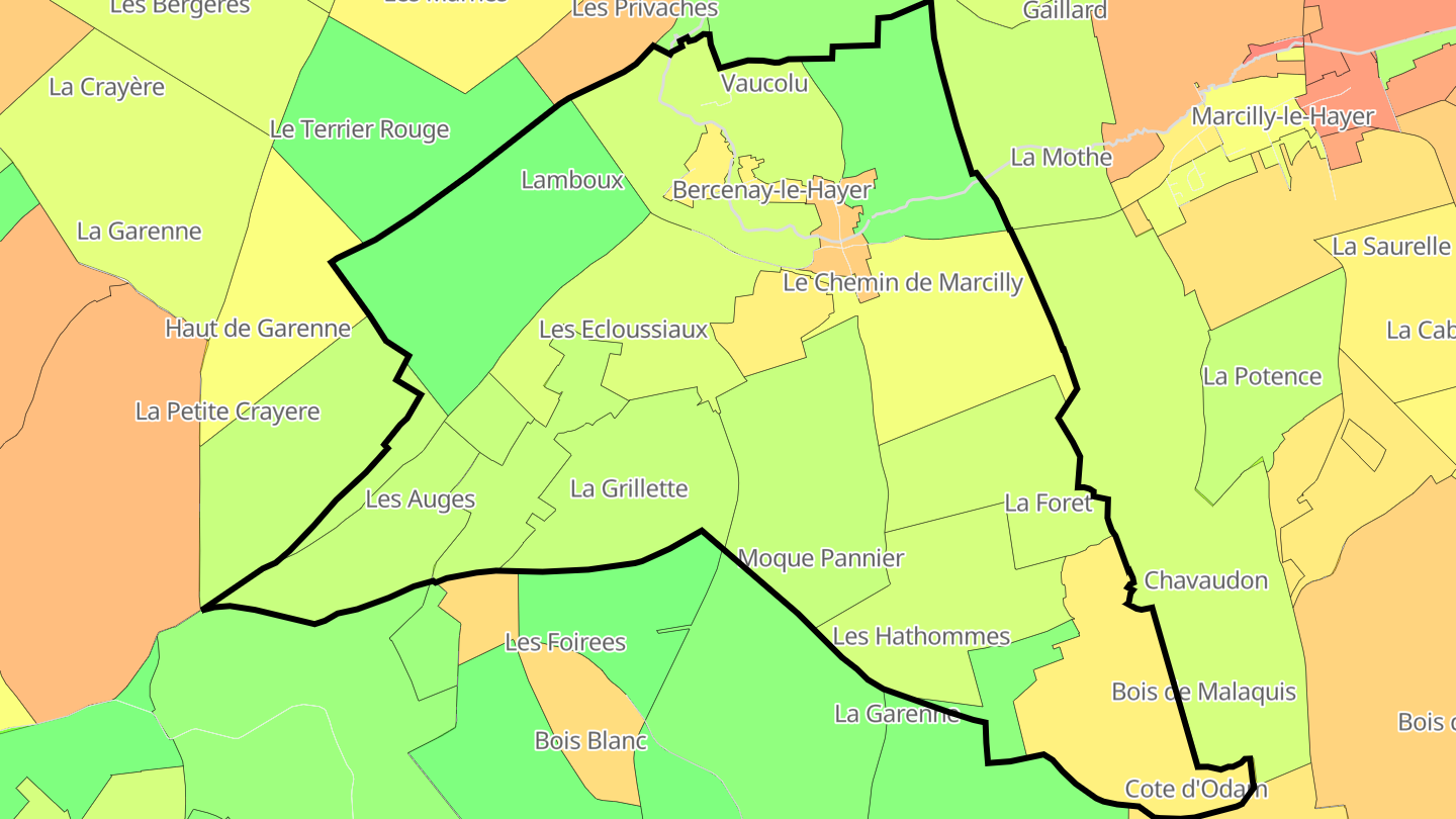 Carte des prix de l'immobilier Bercenay-le-Hayer