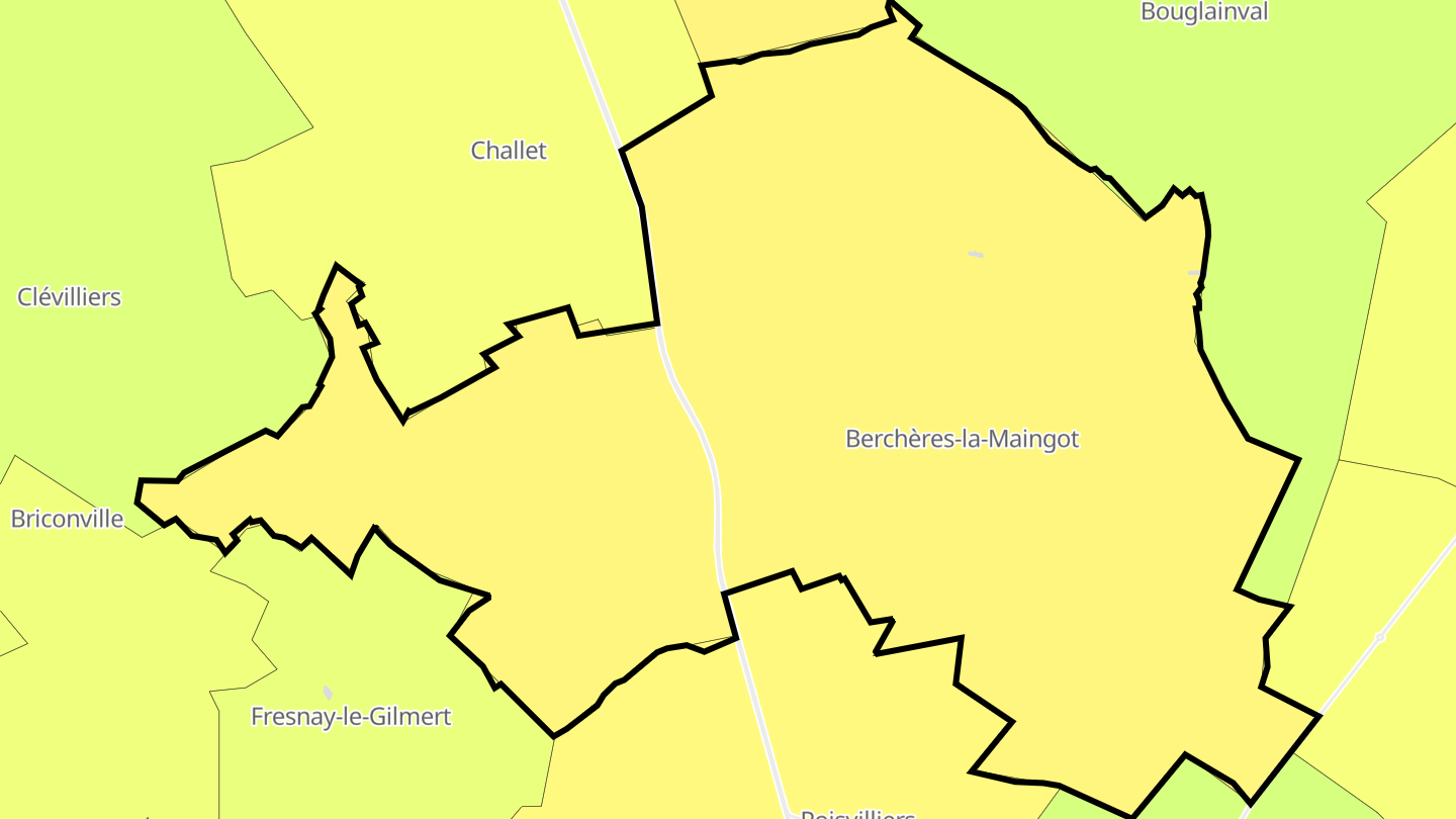 Carte des prix de l'immobilier Berchères-Saint-Germain