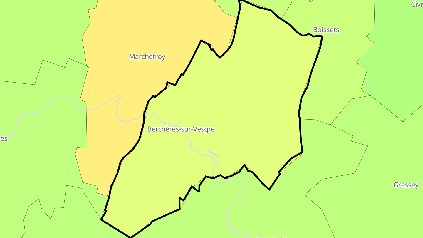 Carte des prix de l'immobilier Berchères-sur-Vesgre