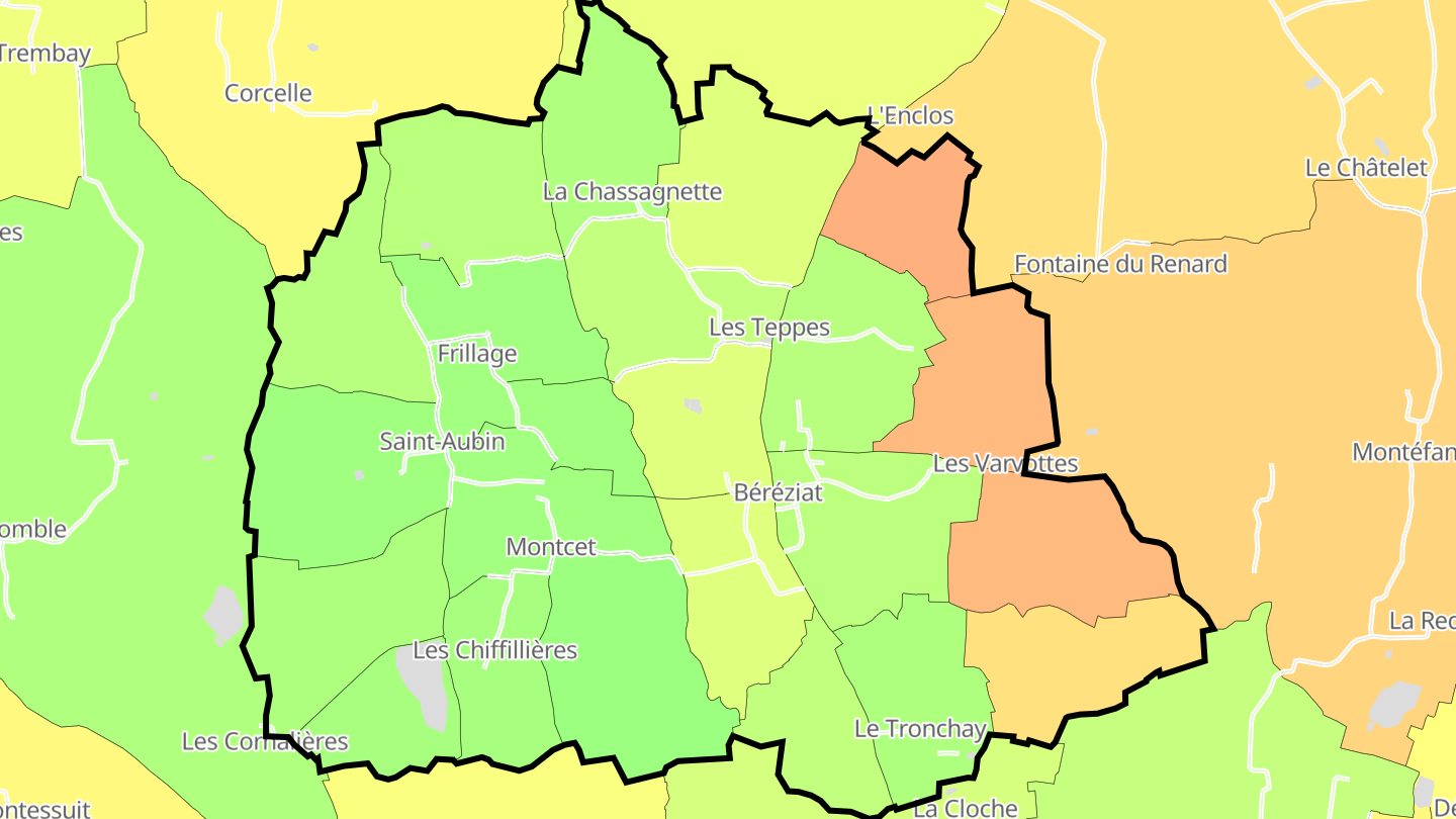 Carte des prix de l'immobilier Béréziat