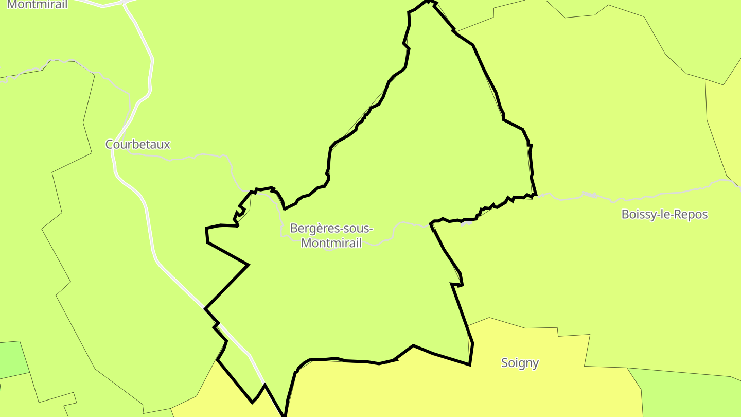Carte des prix de l'immobilier Bergères-sous-Montmirail