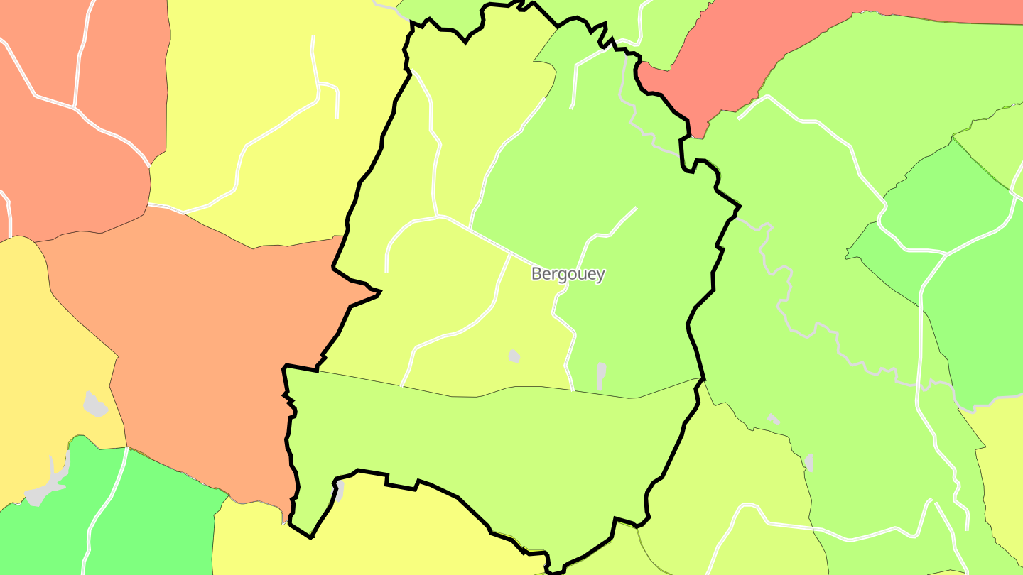 Carte des prix de l'immobilier Bergouey