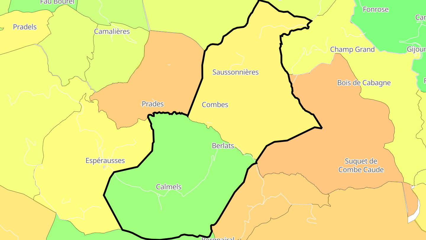 Carte des prix de l'immobilier Berlats