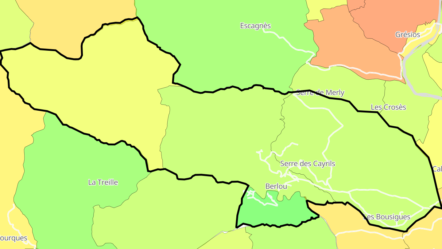 Carte des prix de l'immobilier Berlou