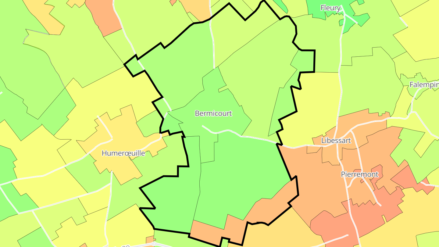 Carte des prix de l'immobilier Bermicourt