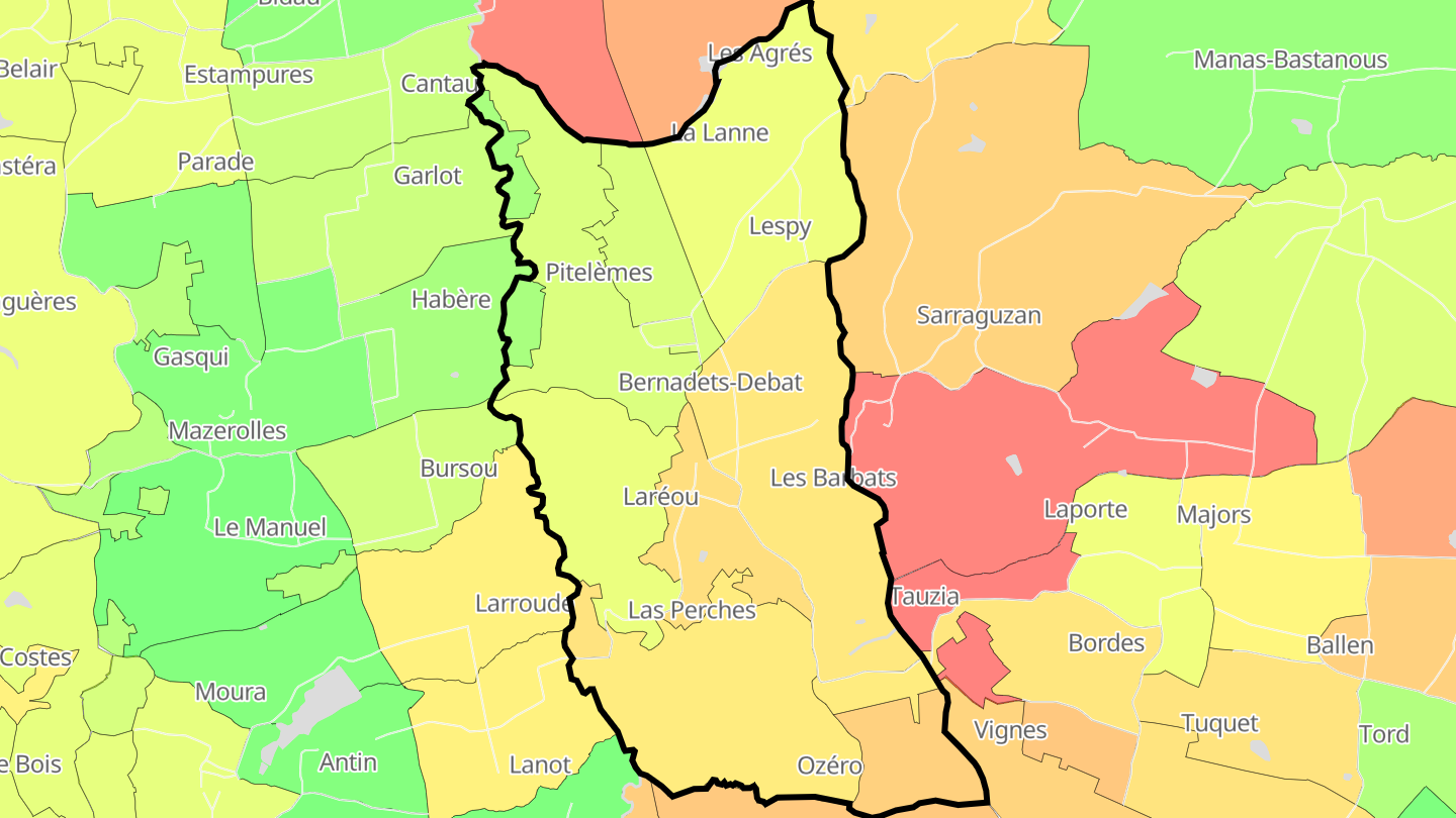 Carte des prix de l'immobilier Bernadets-Debat