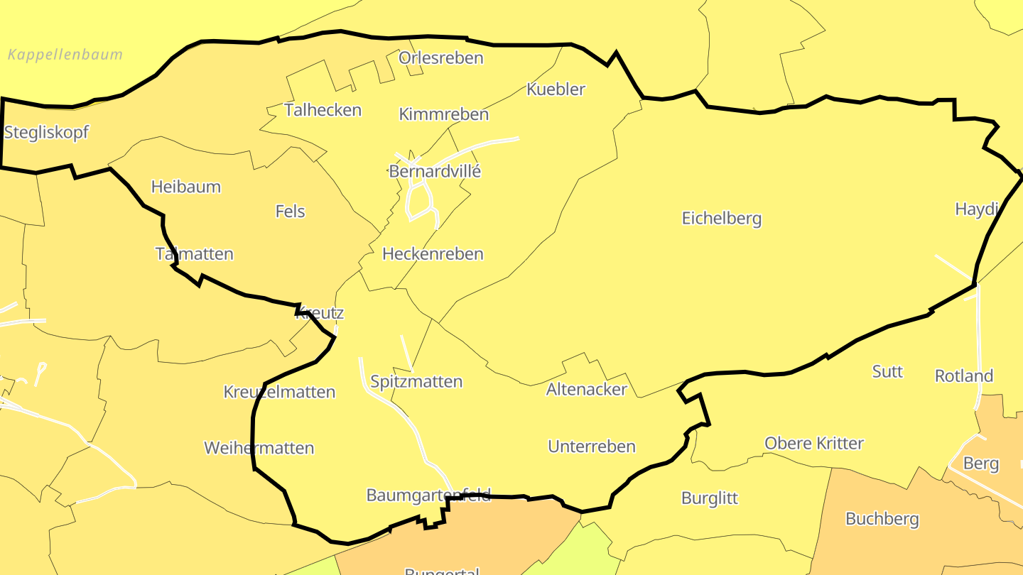 Carte des prix de l'immobilier Bernardvillé