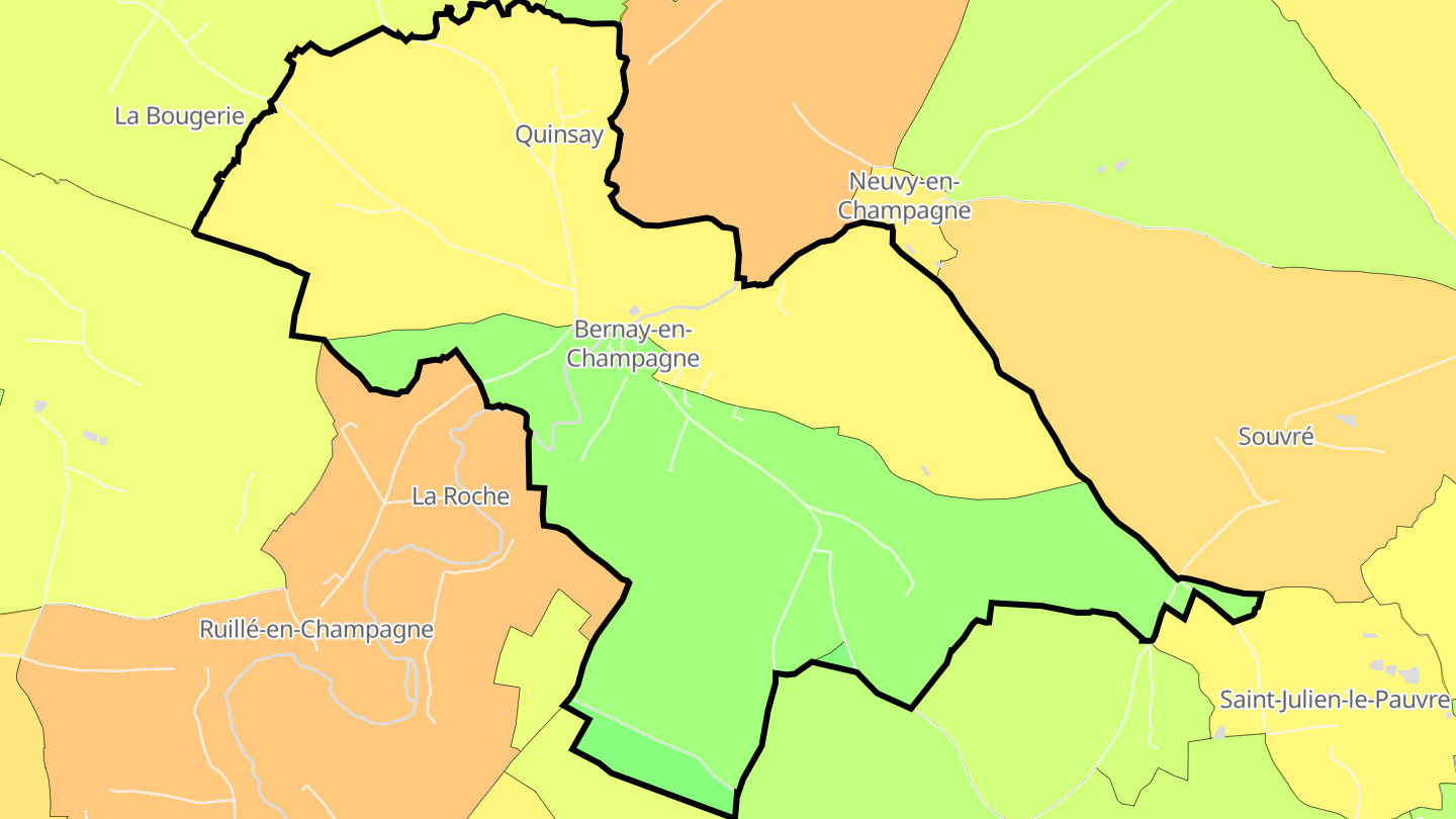 Carte des prix de l'immobilier Bernay-en-Champagne