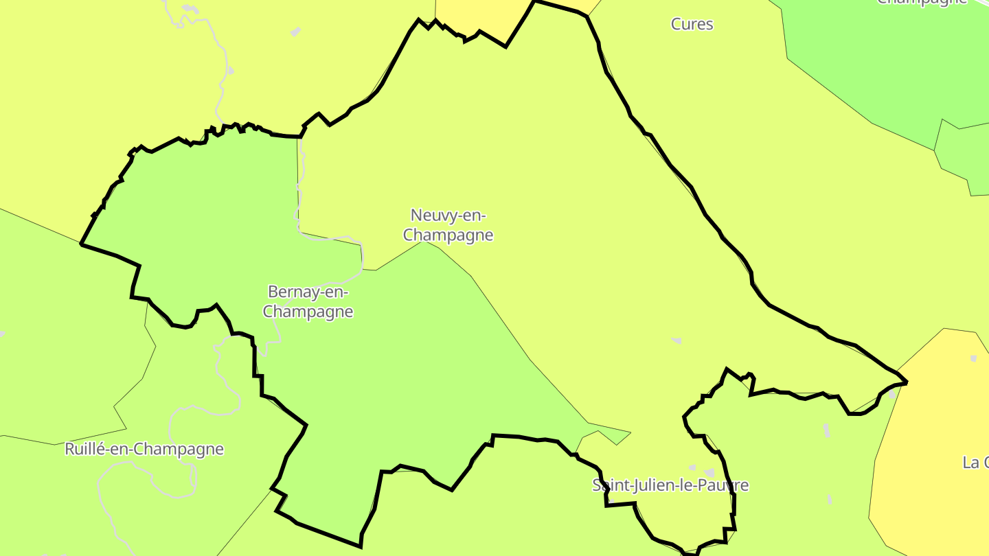 Carte des prix de l'immobilier Bernay-Neuvy-en-Champagne
