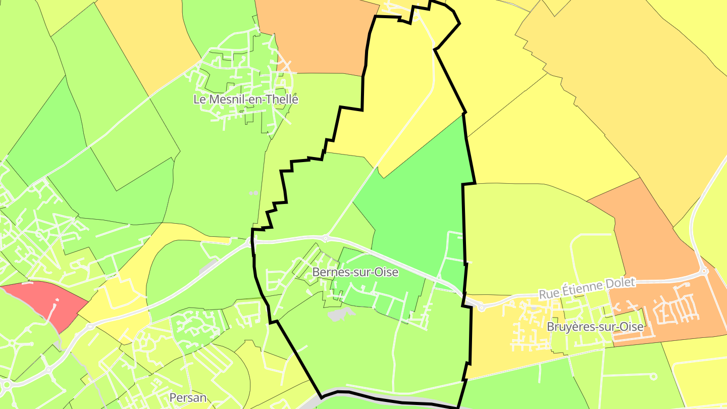 Carte des prix de l'immobilier Bernes-sur-Oise