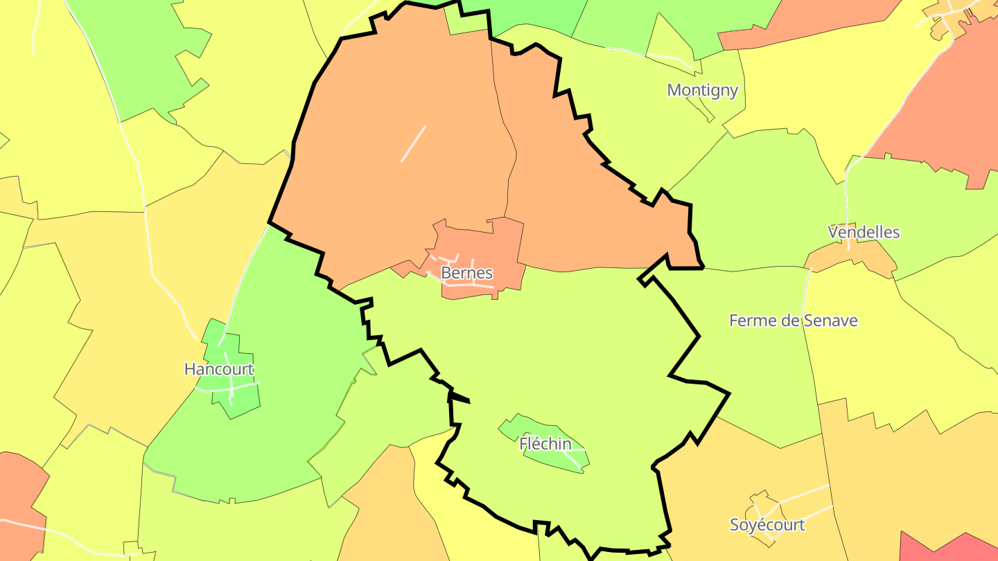 Carte des prix de l'immobilier Bernes