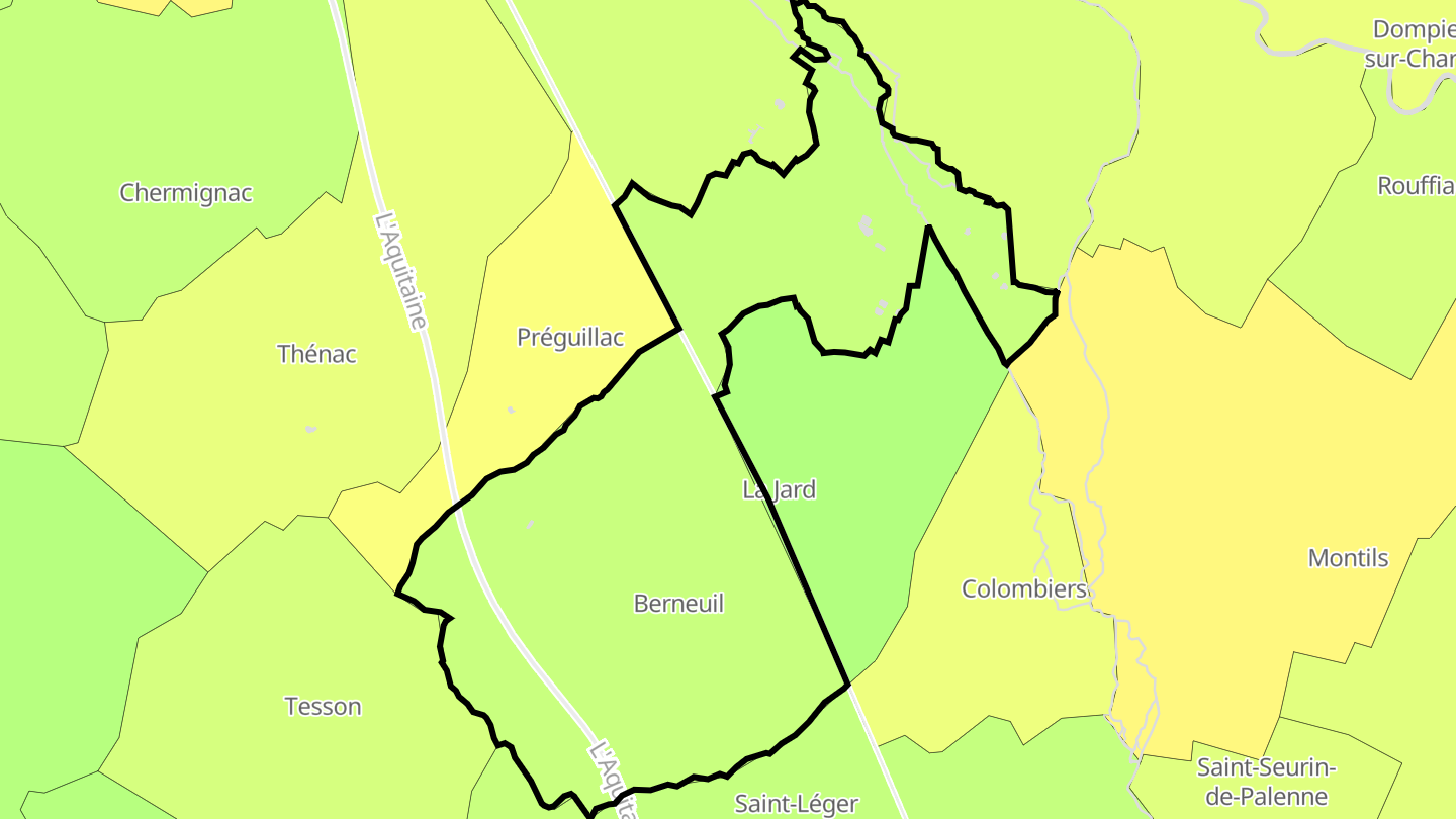 Carte des prix de l'immobilier Berneuil