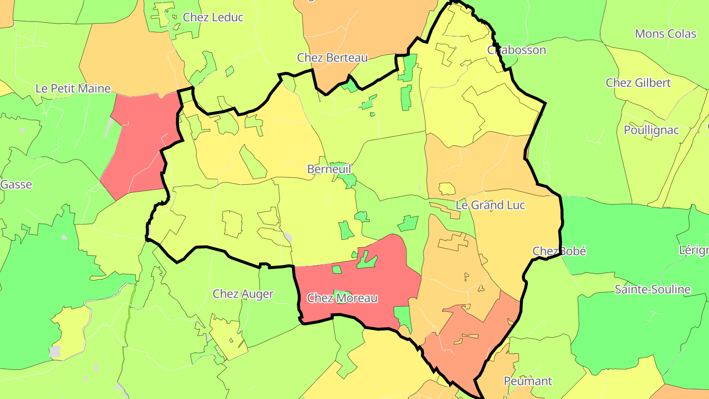 Carte des prix de l'immobilier Berneuil