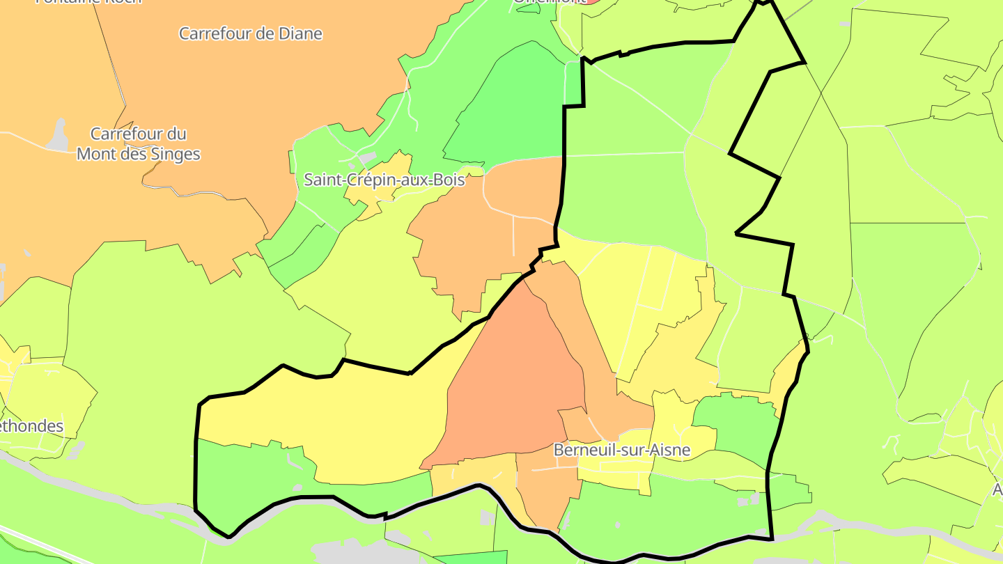 Carte des prix de l'immobilier Berneuil-sur-Aisne