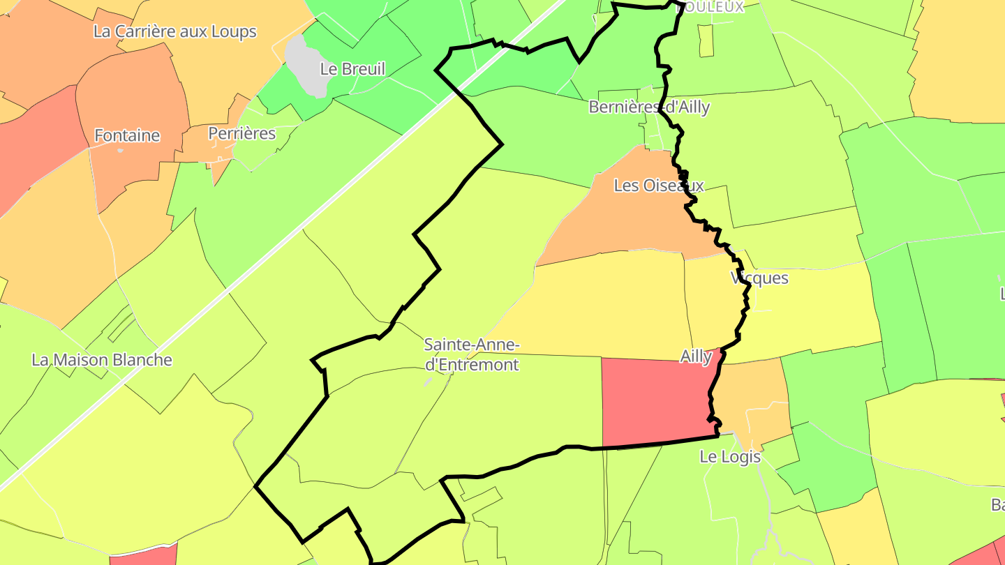 Carte des prix de l'immobilier Bernières-d'Ailly