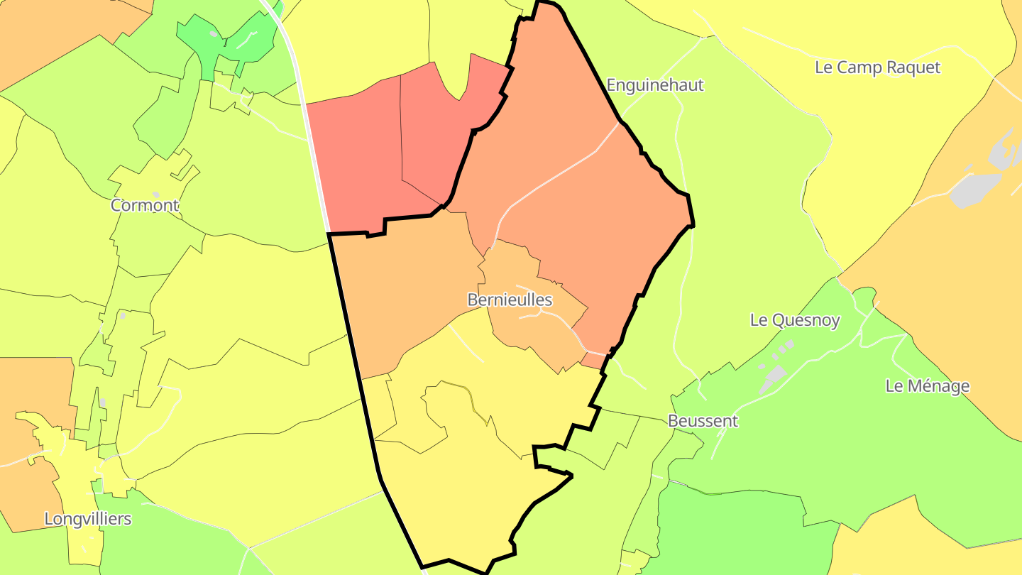 Carte des prix de l'immobilier Bernieulles