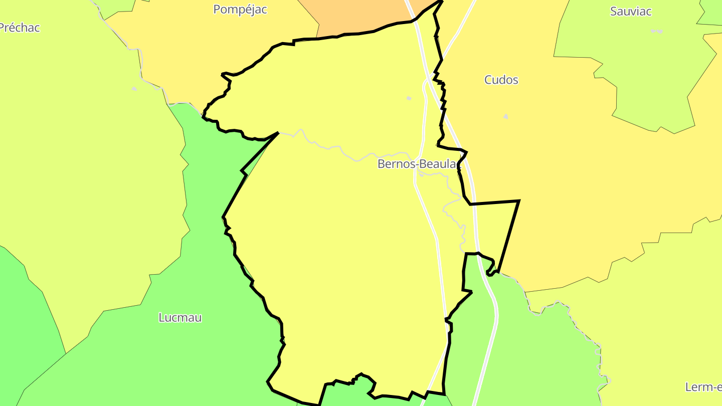 Carte des prix de l'immobilier Bernos-Beaulac
