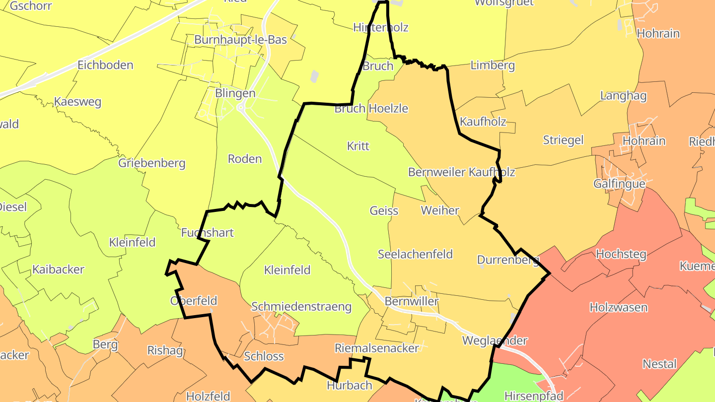 Carte des prix de l'immobilier Bernwiller