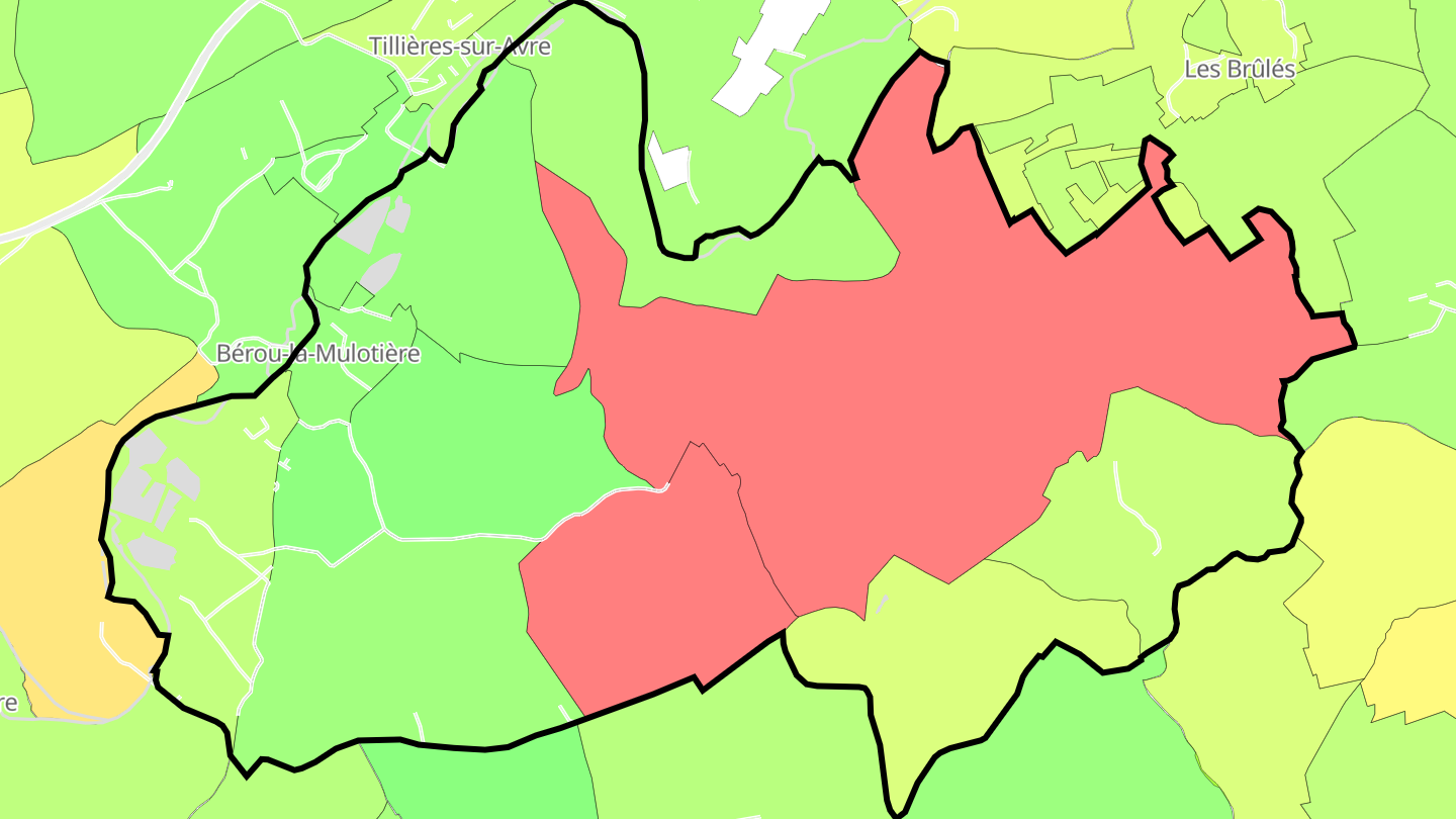 Carte des prix de l'immobilier Bérou-la-Mulotière