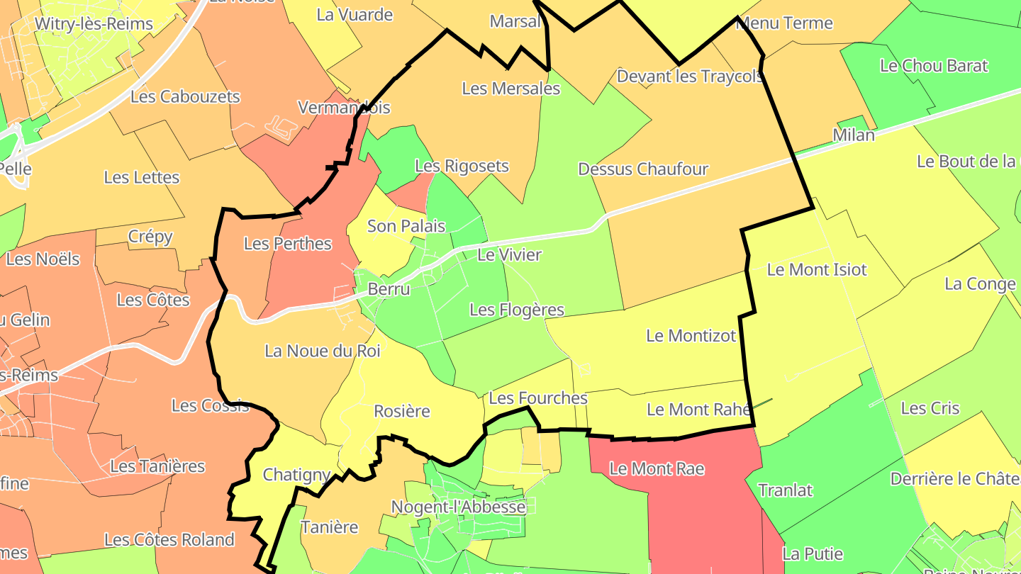 Carte des prix de l'immobilier Berru