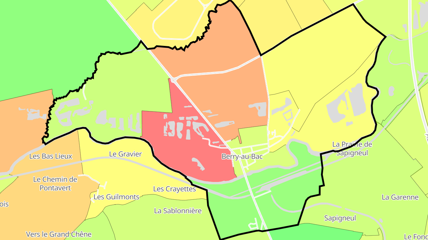 Carte des prix de l'immobilier Berry-au-Bac