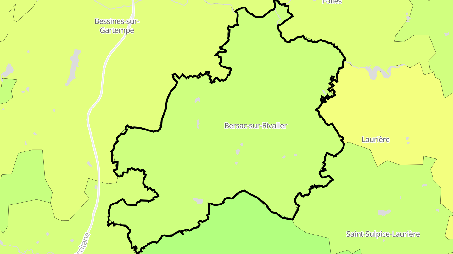 Carte des prix de l'immobilier Bersac-sur-Rivalier