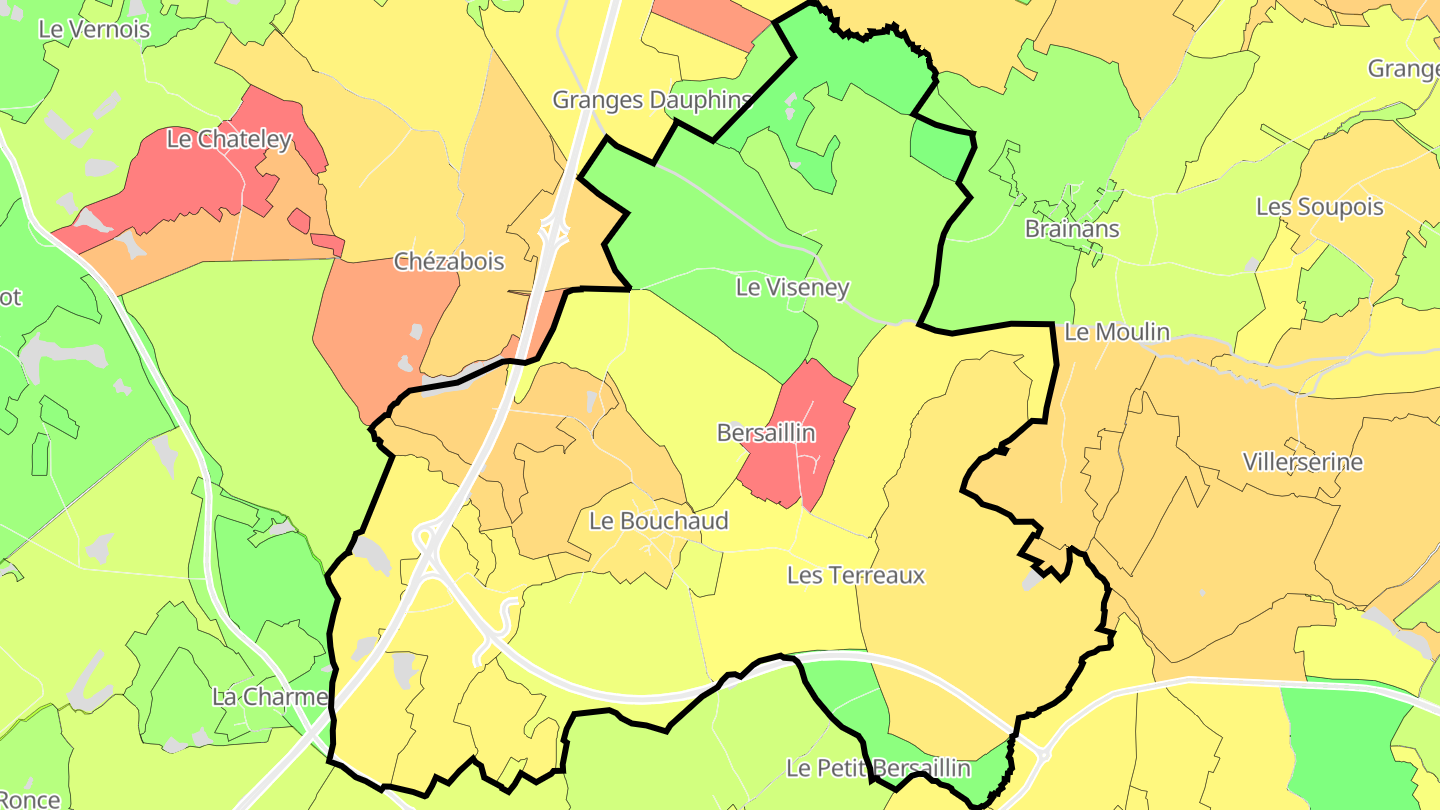 Carte des prix de l'immobilier Bersaillin