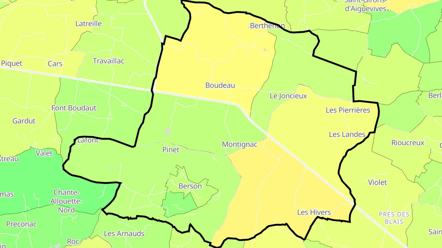 Carte des prix de l'immobilier Berson