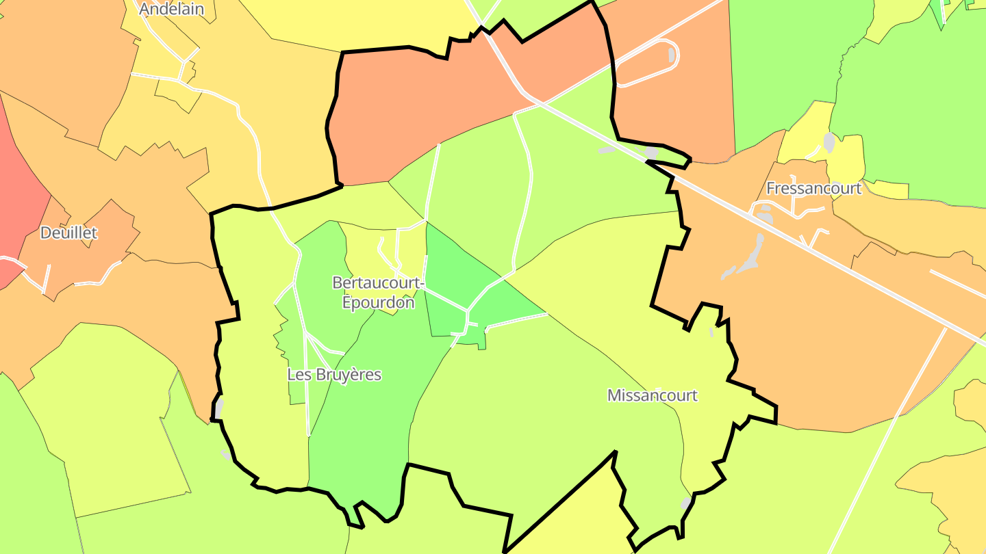 Carte des prix de l'immobilier Bertaucourt-Epourdon