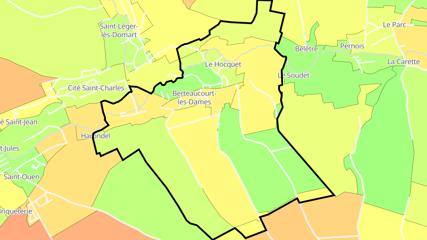Carte des prix de l'immobilier Berteaucourt-les-Dames