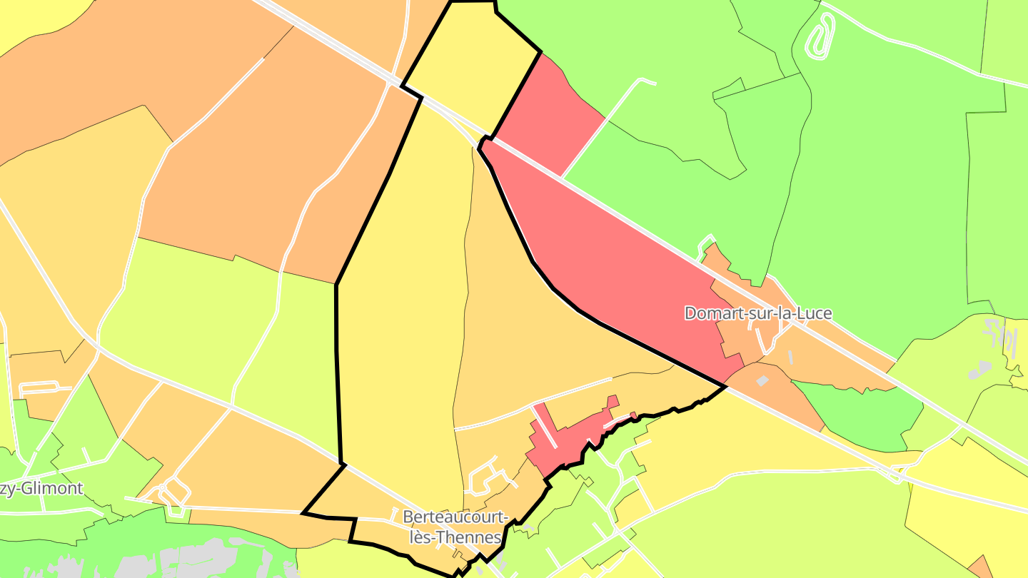 Carte des prix de l'immobilier Berteaucourt-lès-Thennes