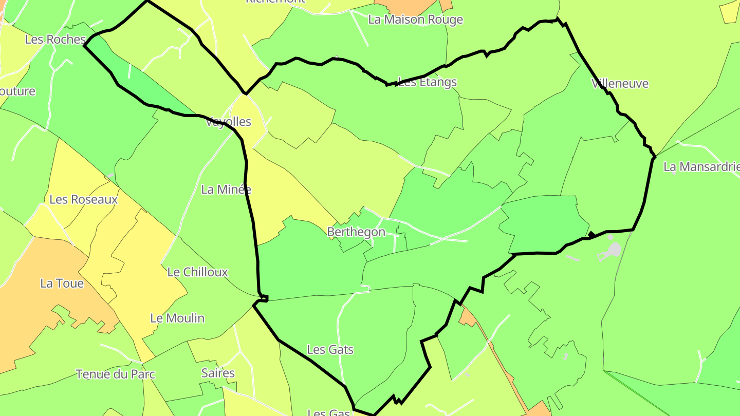 Carte des prix de l'immobilier Berthegon