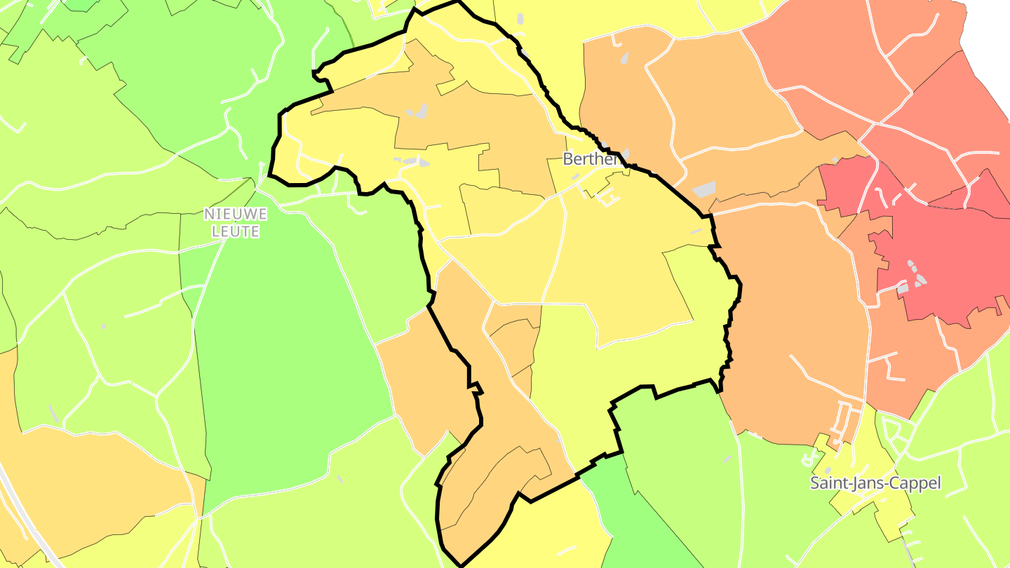 Carte des prix de l'immobilier Berthen
