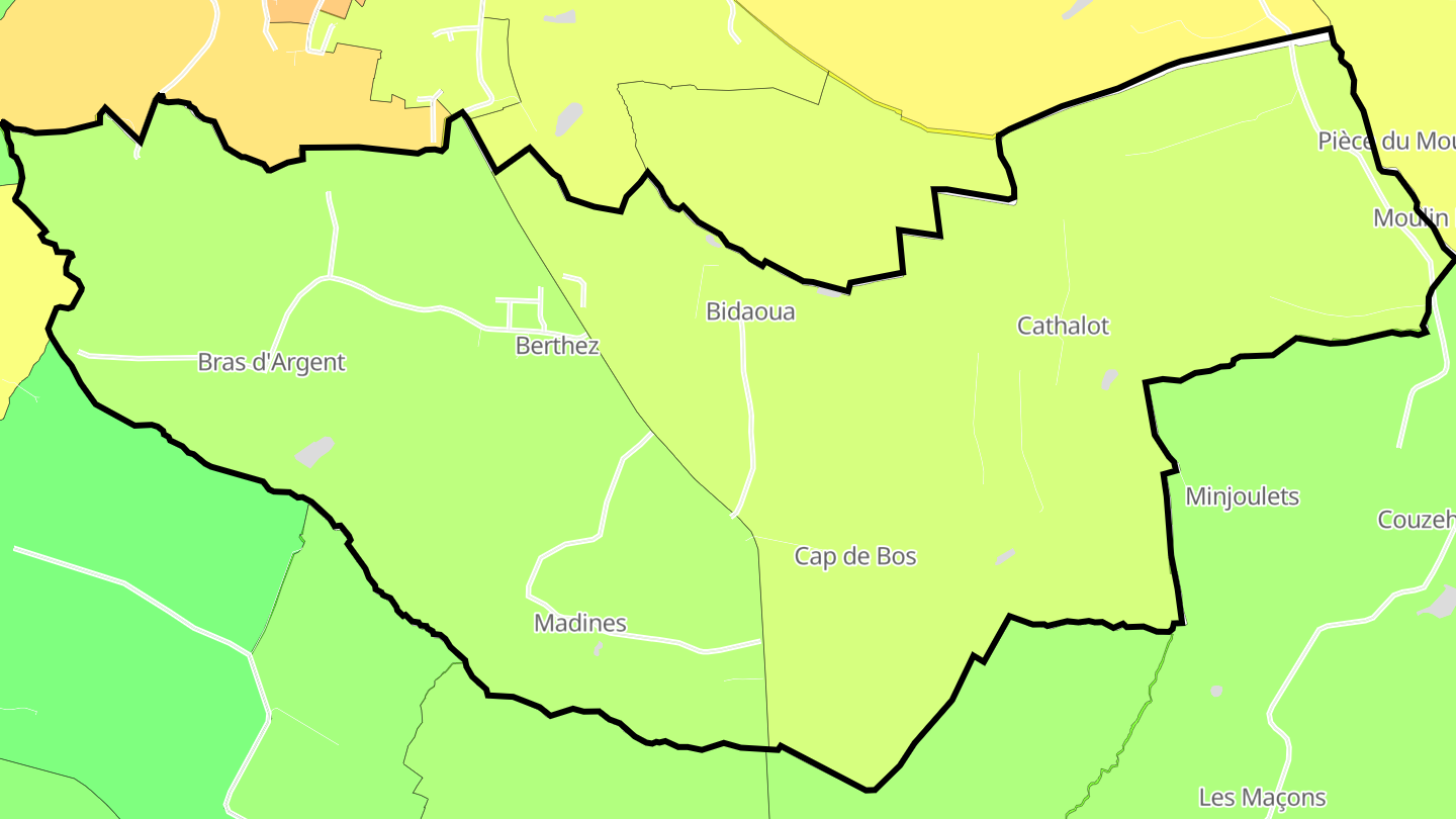 Carte des prix de l'immobilier Berthez