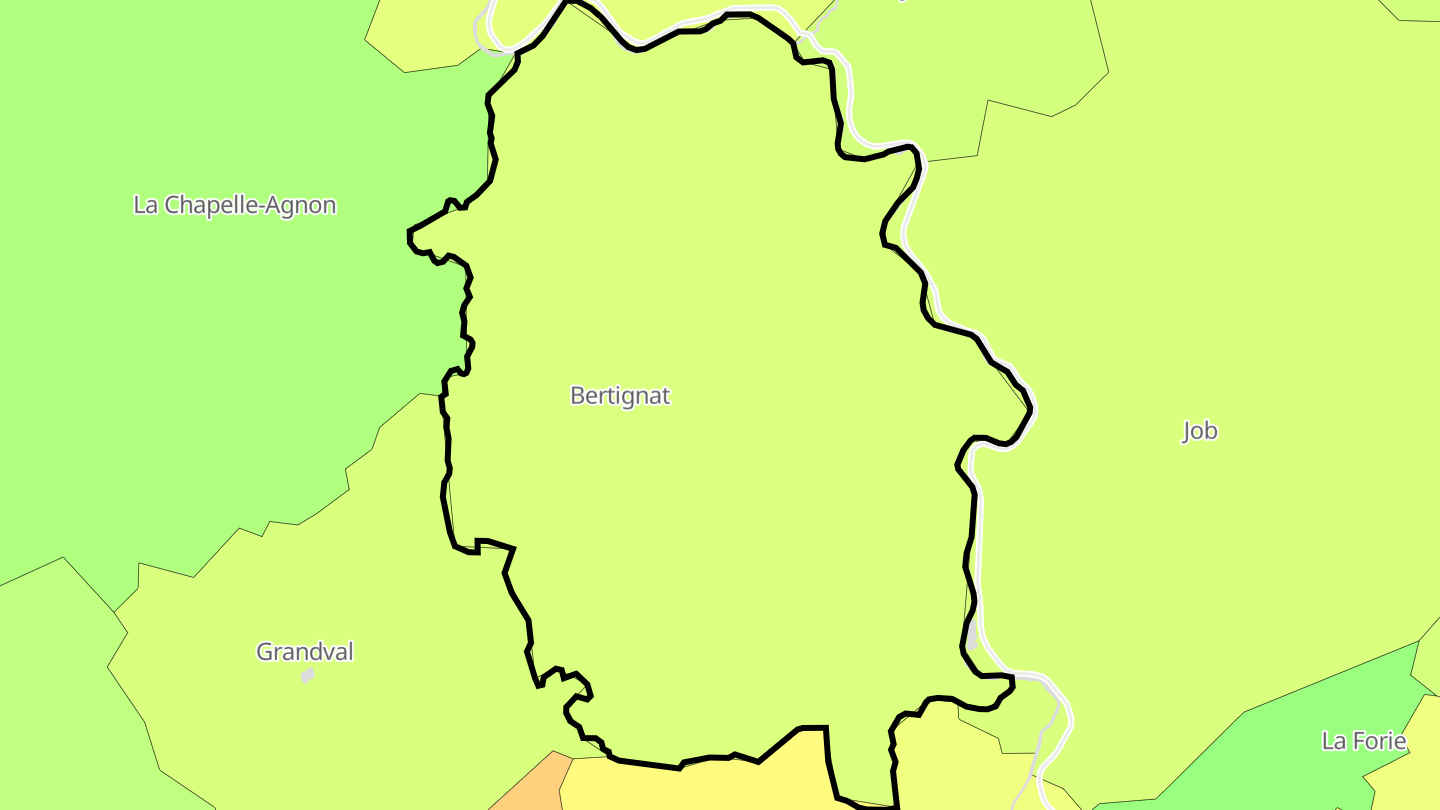 Carte des prix de l'immobilier Bertignat