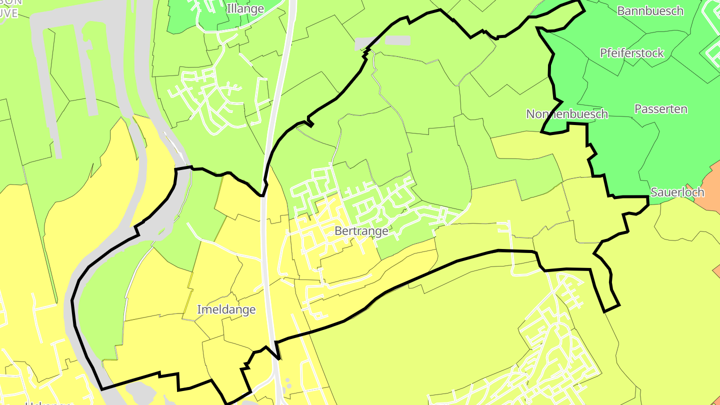 Carte des prix de l'immobilier Bertrange