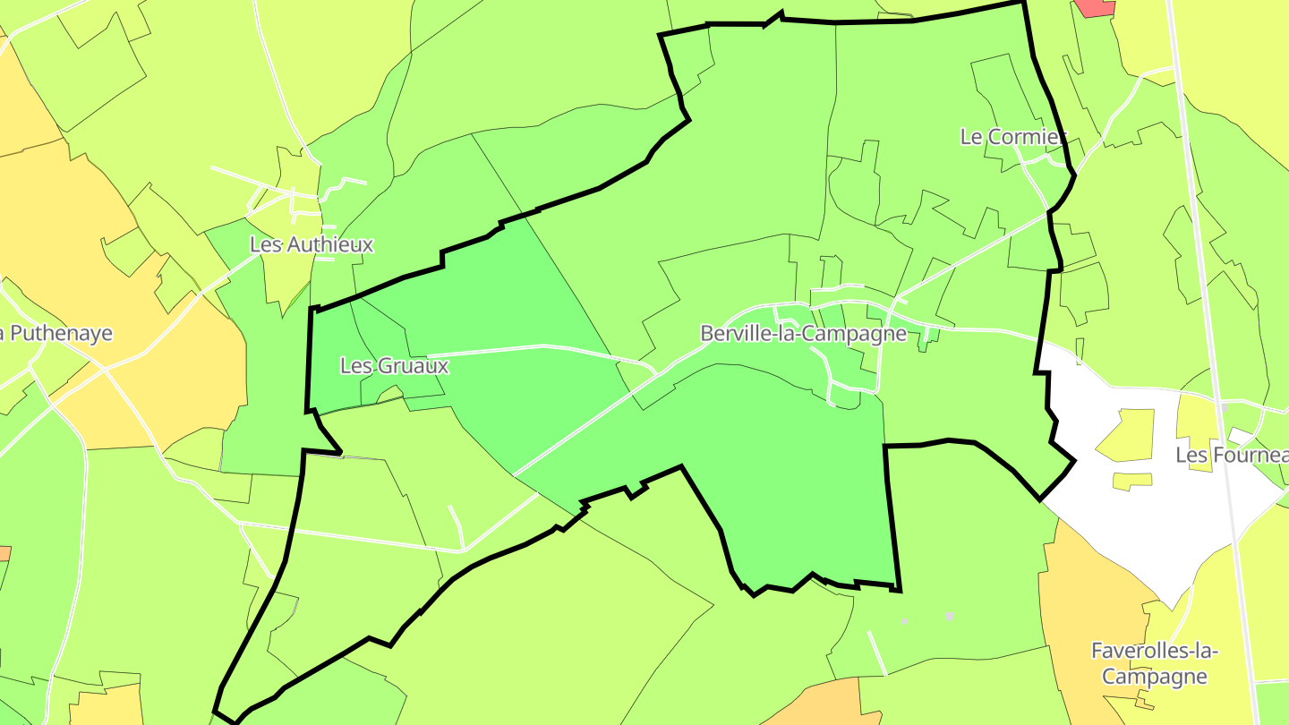 Carte des prix de l'immobilier Berville-la-Campagne