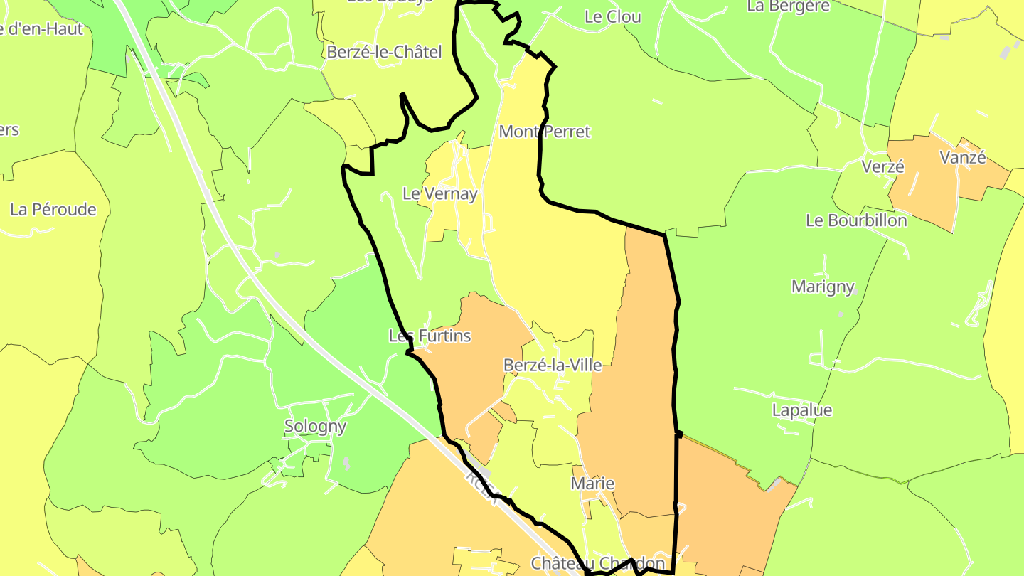 Carte des prix de l'immobilier Berzé-la-Ville