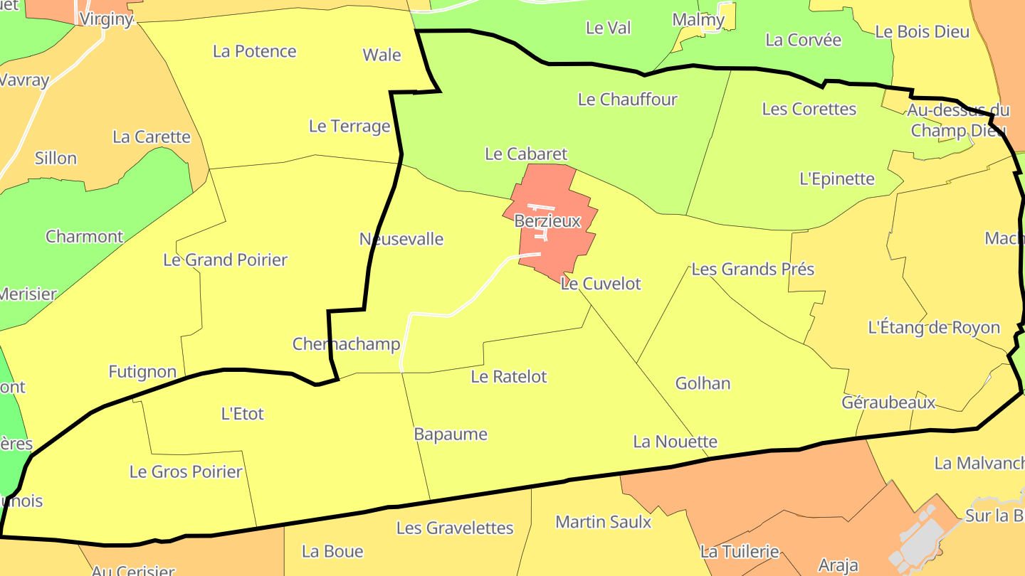 Carte des prix de l'immobilier Berzieux